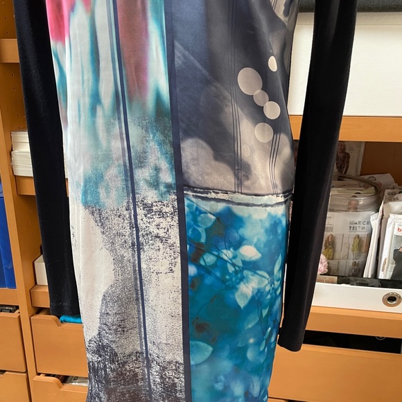 Cowl Neck Tunic or Dress with Watercolor Print Front - Picture 5 of 6